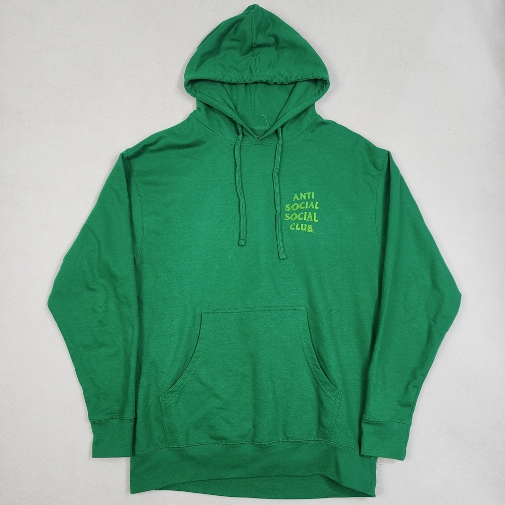 Anti Social Social Club The Hills Hoodie Men Large Green Logo Cotton Long Sleeve